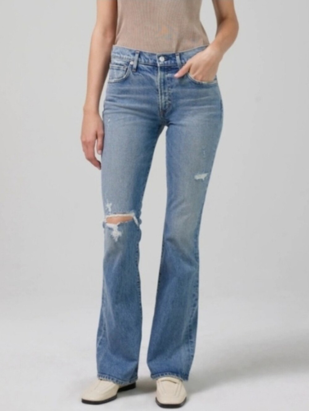 Citizens Of Humanity Emannuelle Bootcut Flare Meadow Wash Distressed Size 24